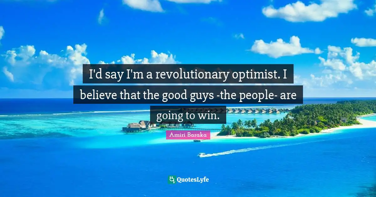 I'd say I'm a revolutionary optimist. I believe that the good guys -the people- are going to win.