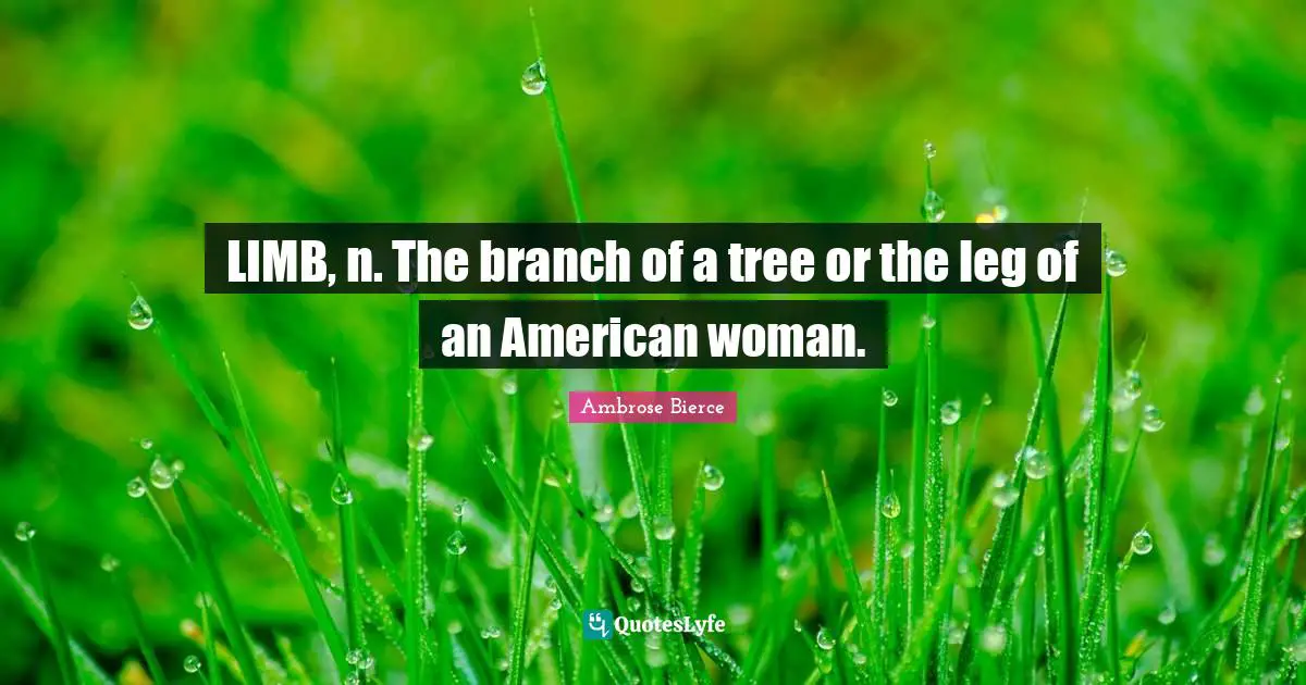 LIMB, n. The branch of a tree or the leg of an American woman.