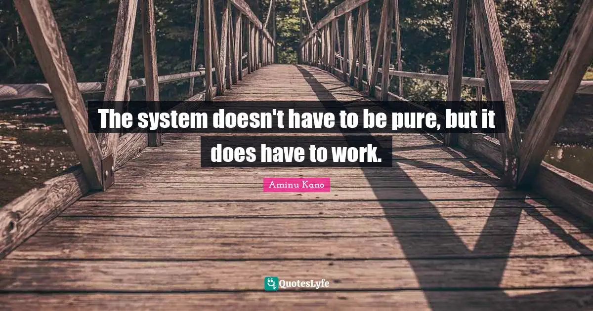 The system doesn't have to be pure, but it does have to work.