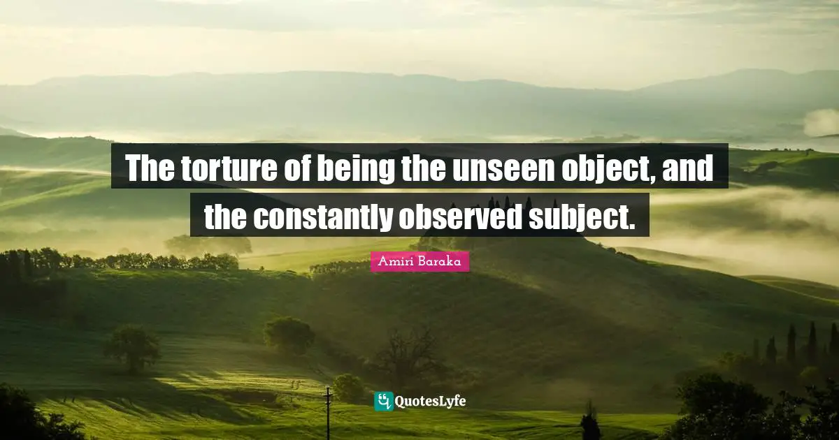The torture of being the unseen object, and the constantly observed subject.