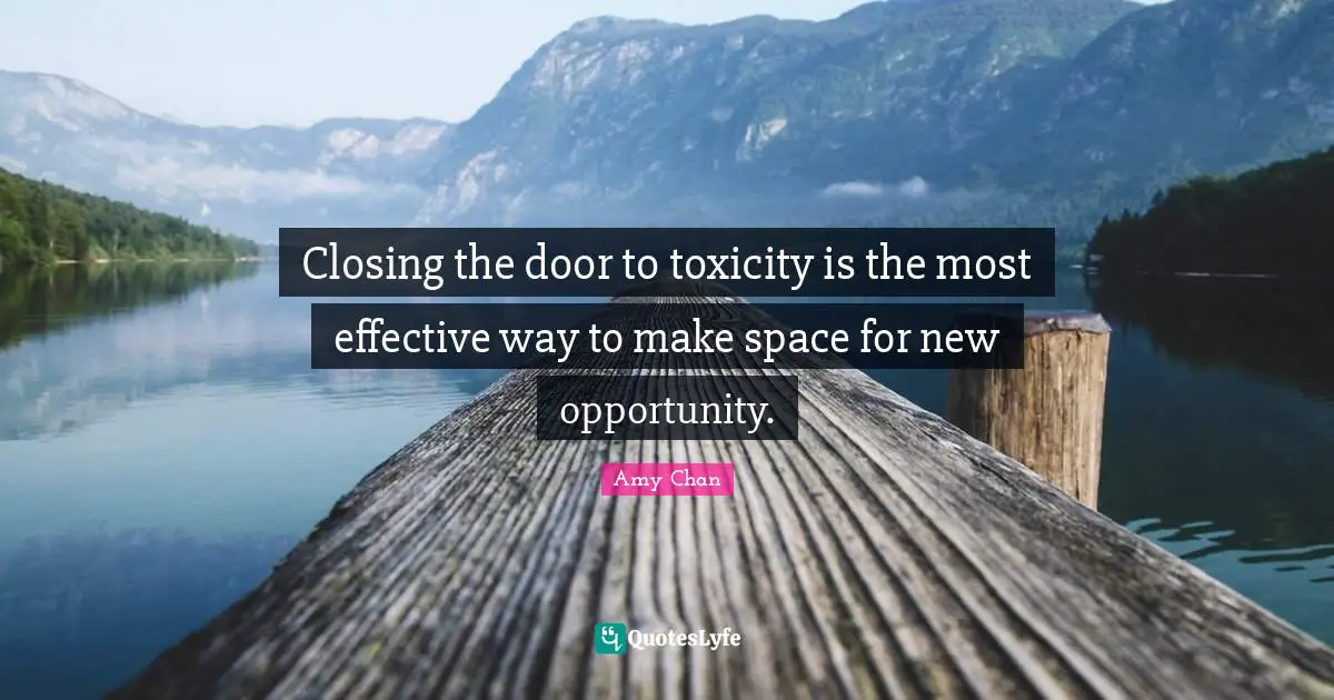 Closing the door to toxicity is the most effective way to make space for new opportunity.