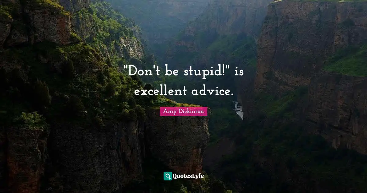 "Don't be stupid!" is excellent advice.