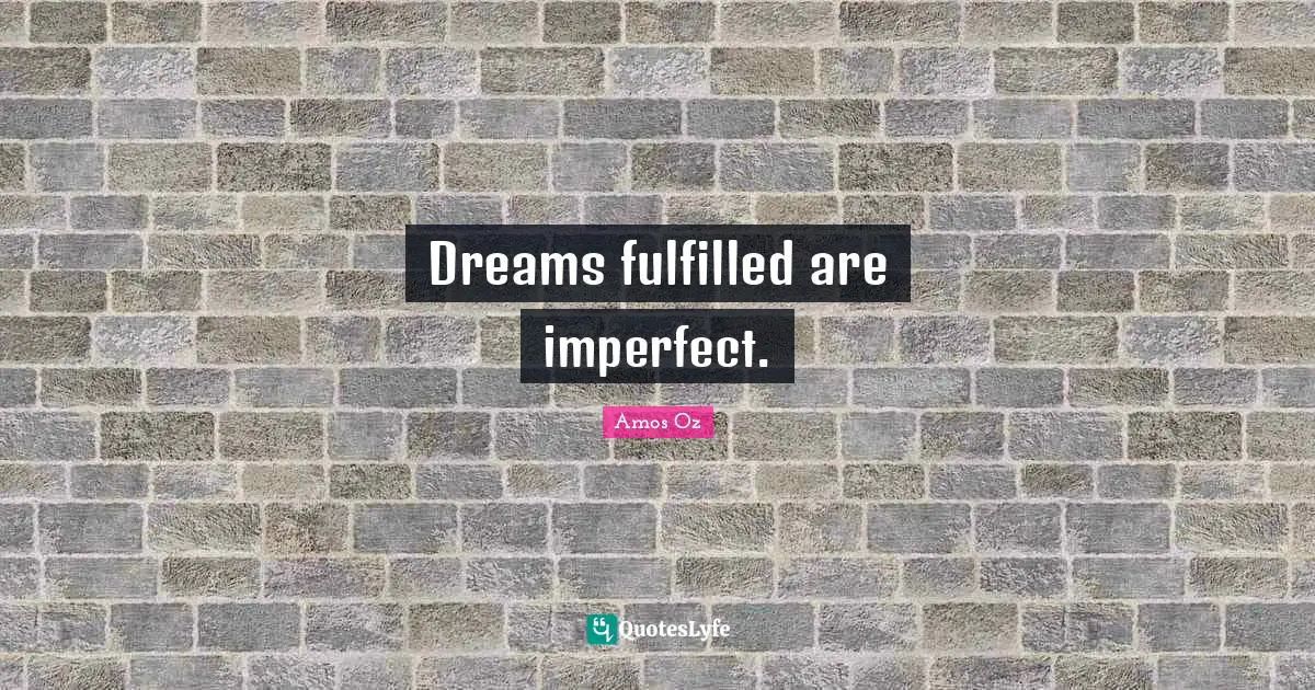 Dreams fulfilled are imperfect.
