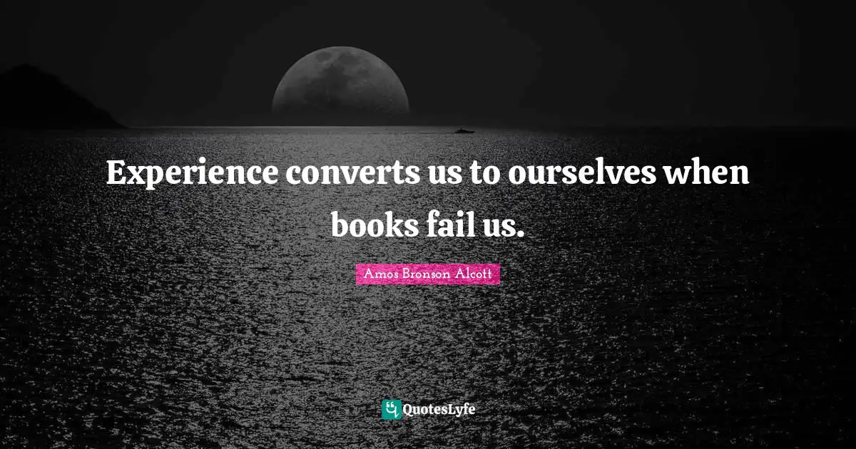 Experience converts us to ourselves when books fail us.