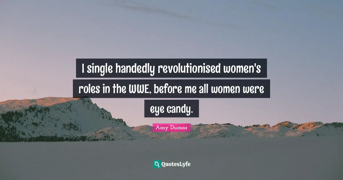 I single handedly revolutionised women's roles in the WWE, before me all women were eye candy.