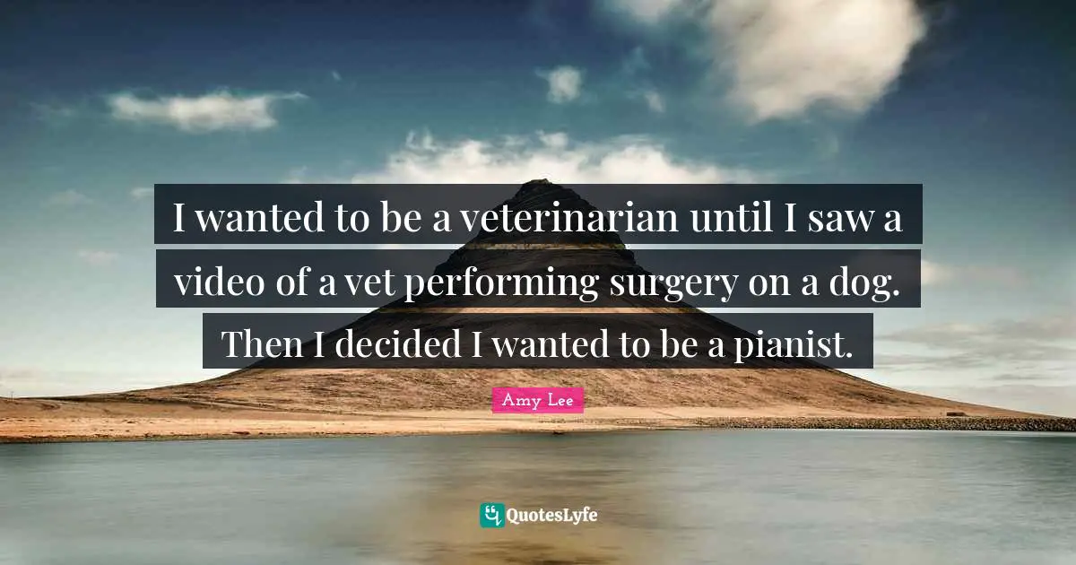Decided Quotes: "I wanted to be a veterinarian until I saw a video of a vet performing surgery on a dog. Then I decided I wanted to be a pianist."