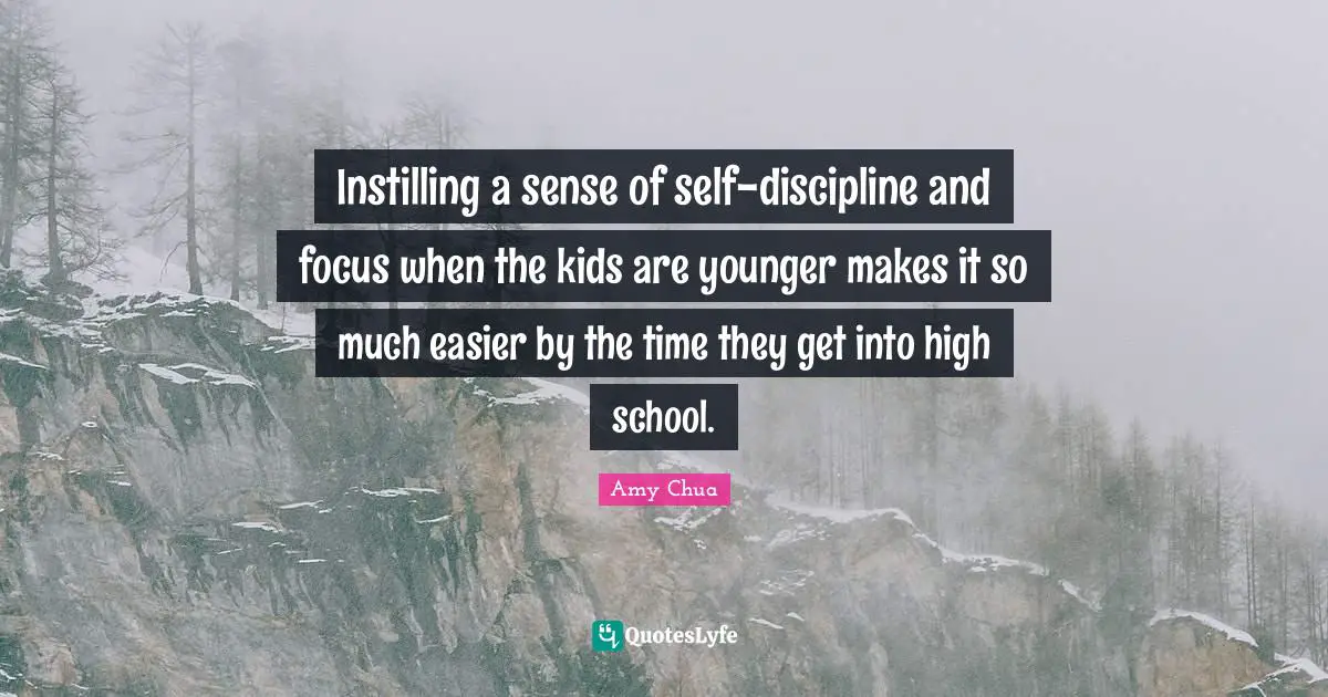 Amy Chua Quotes: "Instilling a sense of self-discipline and focus when the kids are younger makes it so much easier by the time they get into high school."