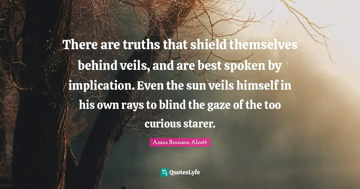 There are truths that shield themselves behind veils, and are best spoken by implication. Even the sun veils himself in his own rays to blind the gaze of the too curious starer.