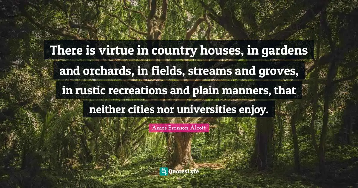 Po Bronson Quotes: "There is virtue in country houses, in gardens and orchards, in fields, streams and groves, in rustic recreations and plain manners, that neither cities nor universities enjoy."