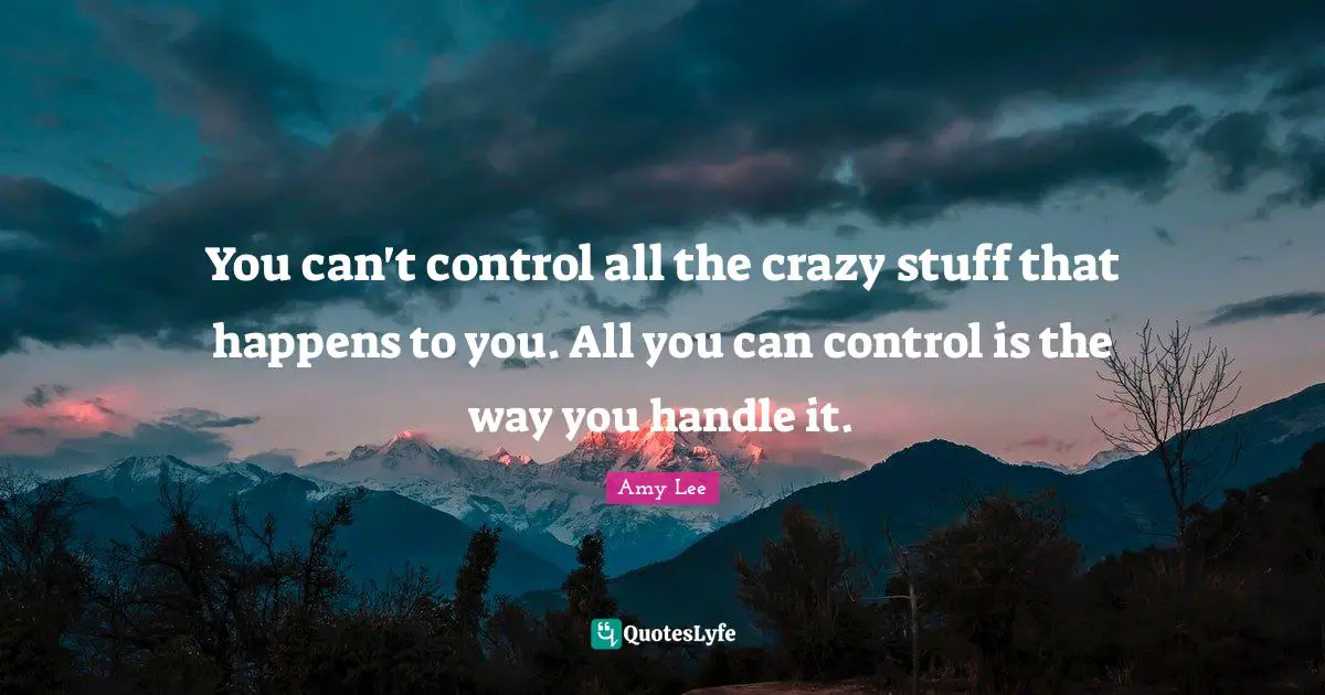 Amy Lee Quotes: "You can't control all the crazy stuff that happens to you. All you can control is the way you handle it."