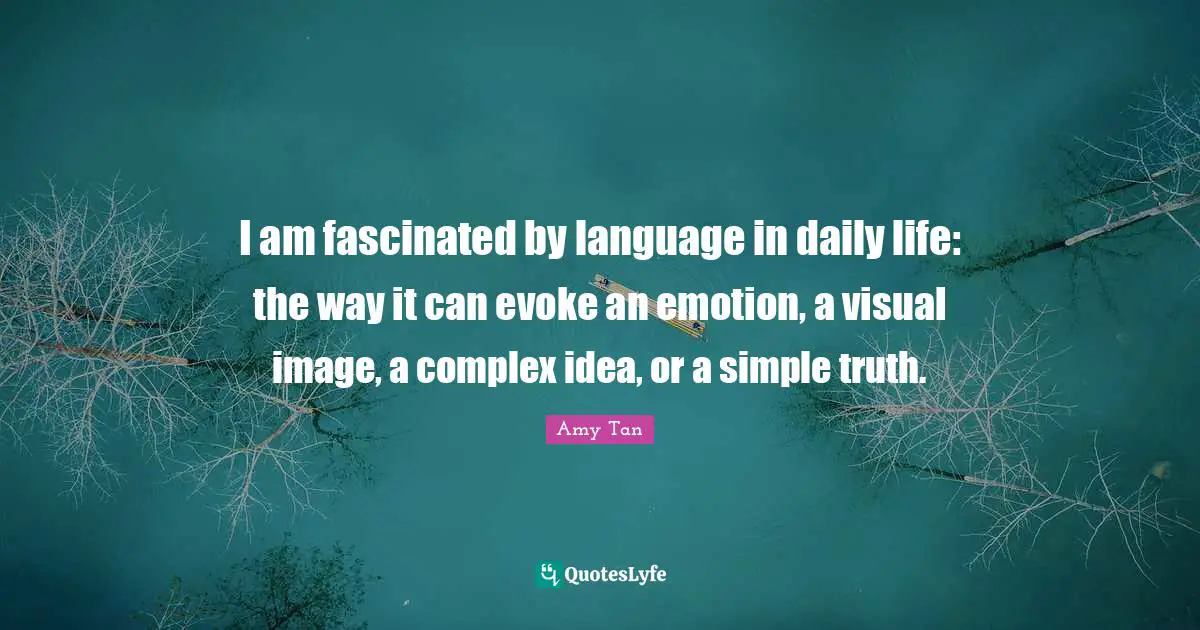 Amy Tan Quotes: "I am fascinated by language in daily life: the way it can evoke an emotion, a visual image, a complex idea, or a simple truth."