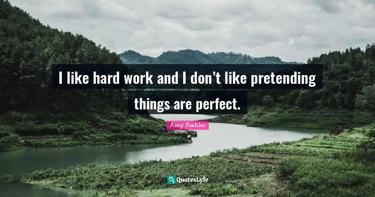 I like hard work and I don’t like pretending things are perfect.