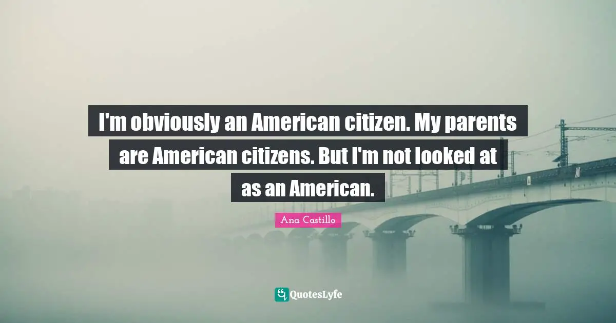I'm obviously an American citizen. My parents are American citizens. But I'm not looked at as an American.