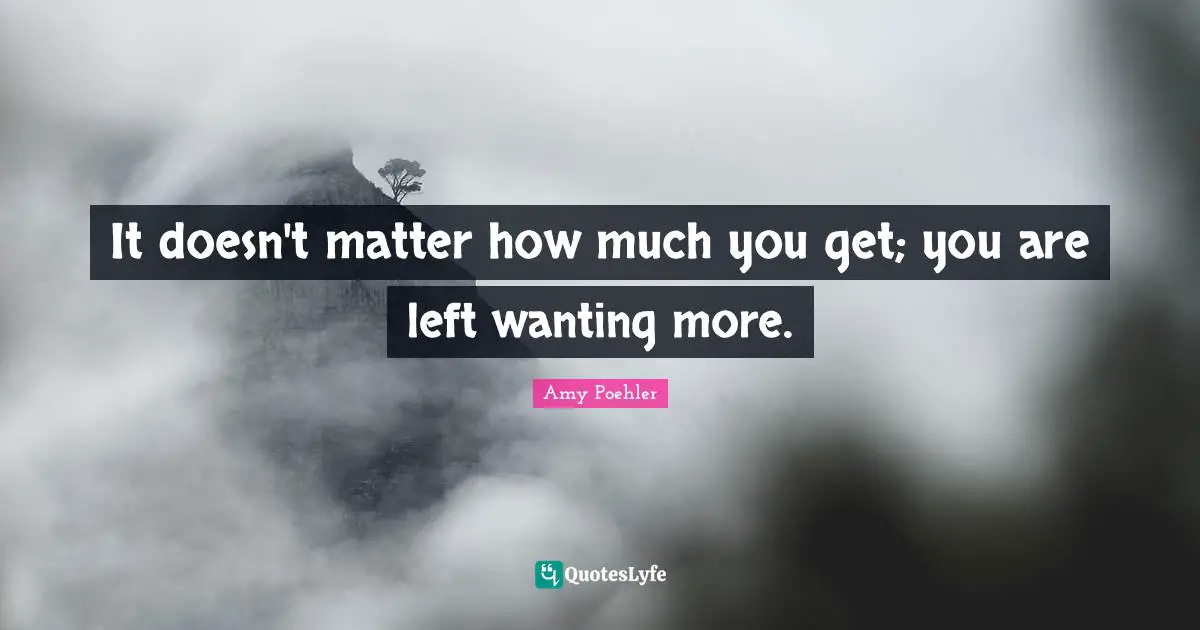 It doesn't matter how much you get; you are left wanting more.