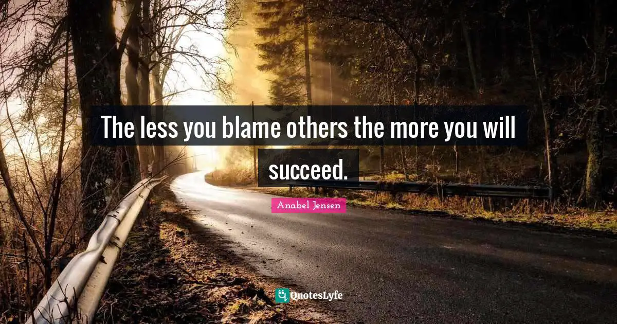 The less you blame others the more you will succeed.