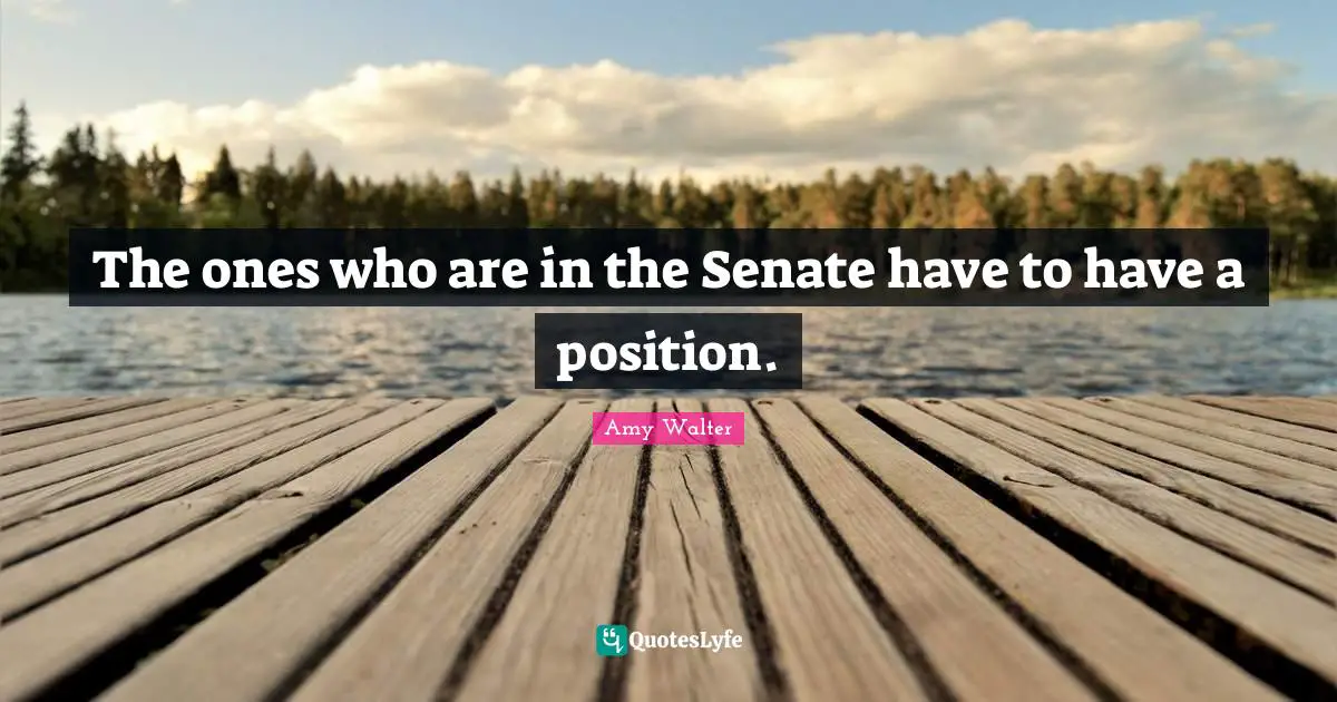 The ones who are in the Senate have to have a position.