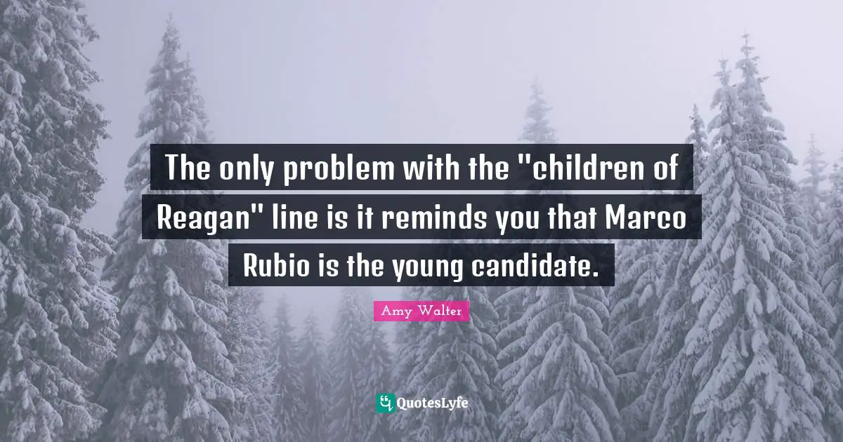 The only problem with the "children of Reagan" line is it reminds you that Marco Rubio is the young candidate.