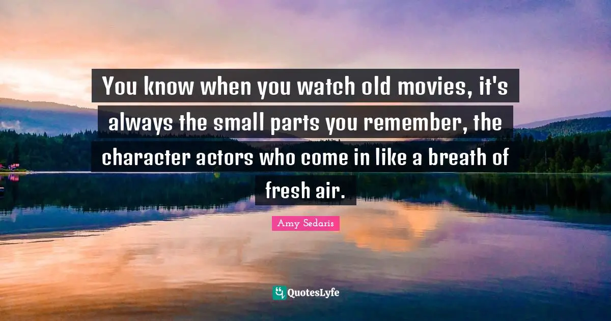 Amy Sedaris Quotes: "You know when you watch old movies, it's always the small parts you remember, the character actors who come in like a breath of fresh air."