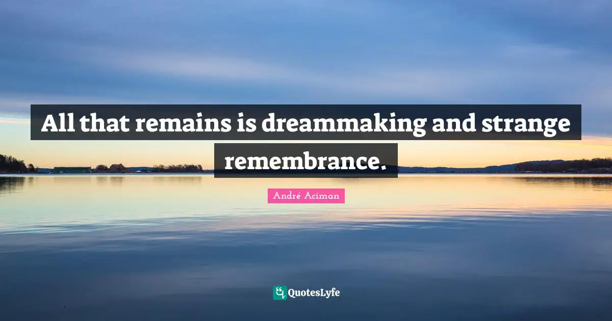 All That Remains Quotes: "All that remains is dreammaking and strange remembrance."