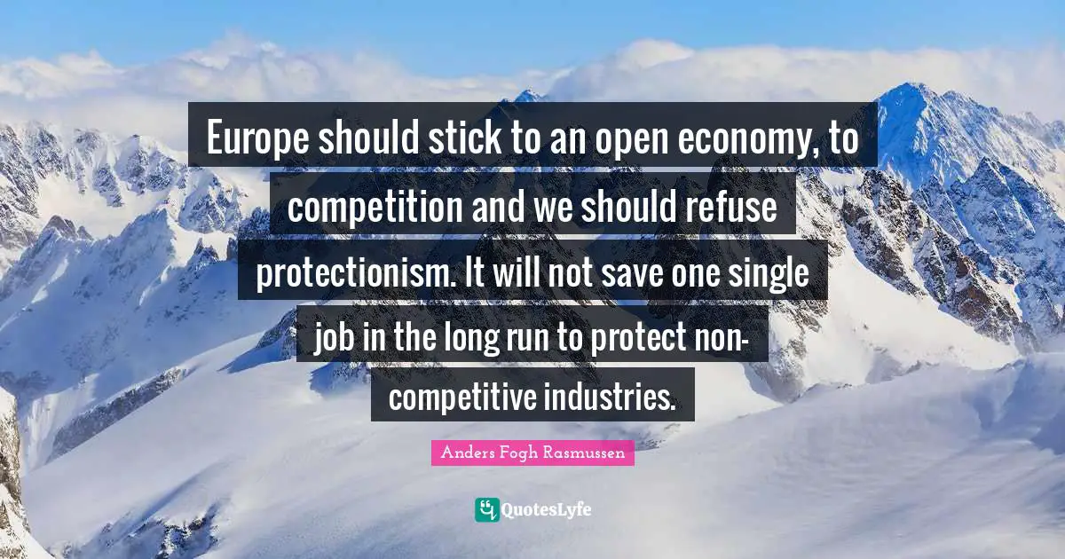 Europe should stick to an open economy, to competition and we should refuse protectionism. It will not save one single job in the long run to protect non-competitive industries.