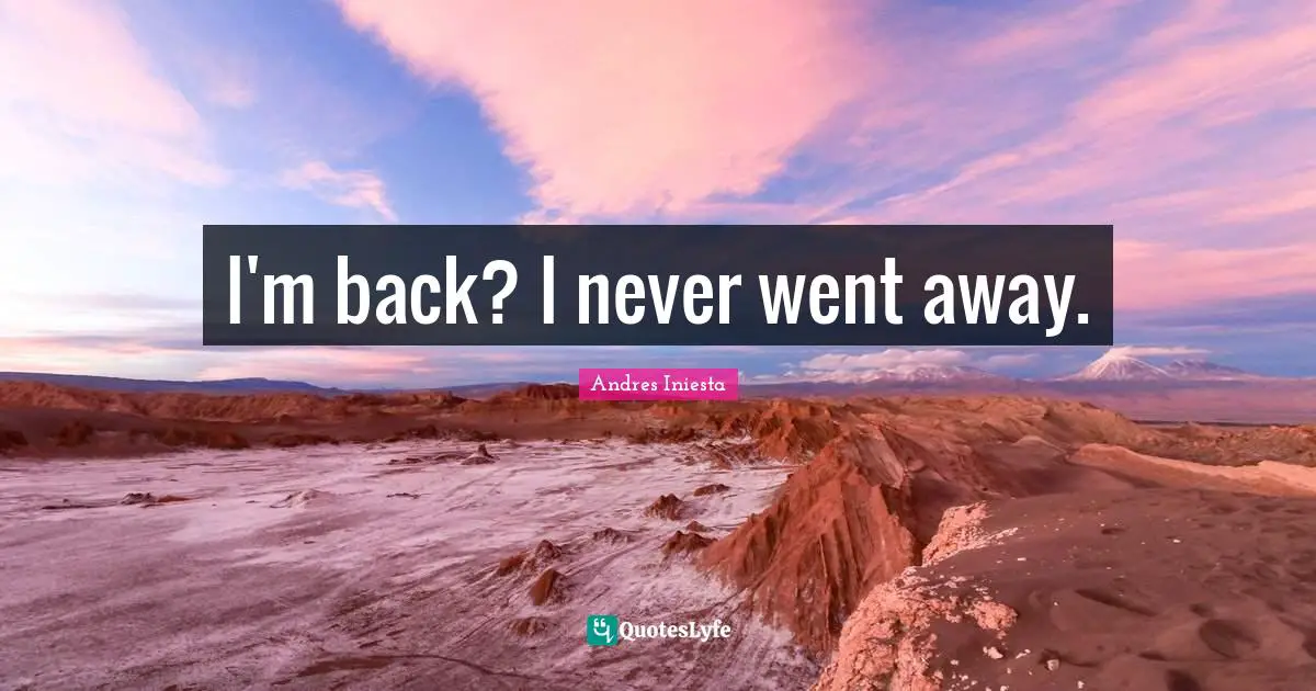 I'm back? I never went away.