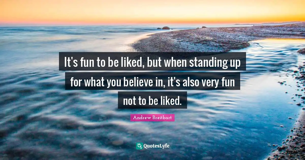 It's fun to be liked, but when standing up for what you believe in, it's also very fun not to be liked.