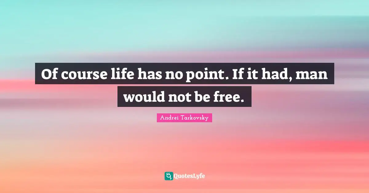 Of course life has no point. If it had, man would not be free.