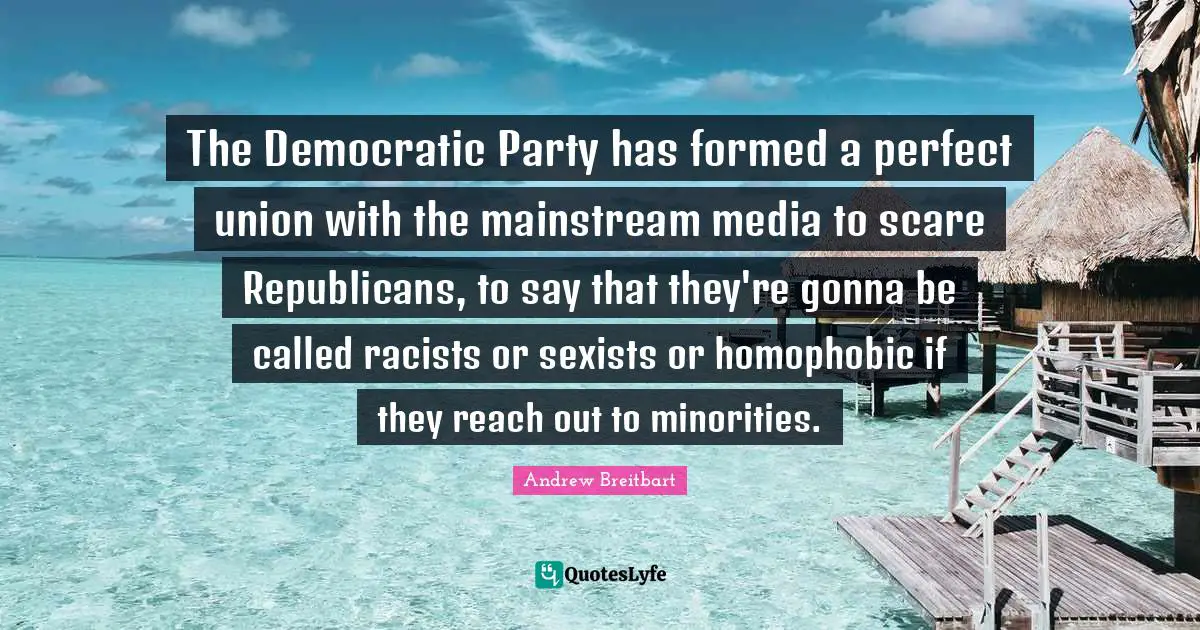 The Democratic Party has formed a perfect union with the mainstream media to scare Republicans, to say that they're gonna be called racists or sexists or homophobic if they reach out to minorities.