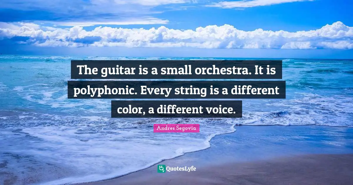 The guitar is a small orchestra. It is polyphonic. Every string is a different color, a different voice.