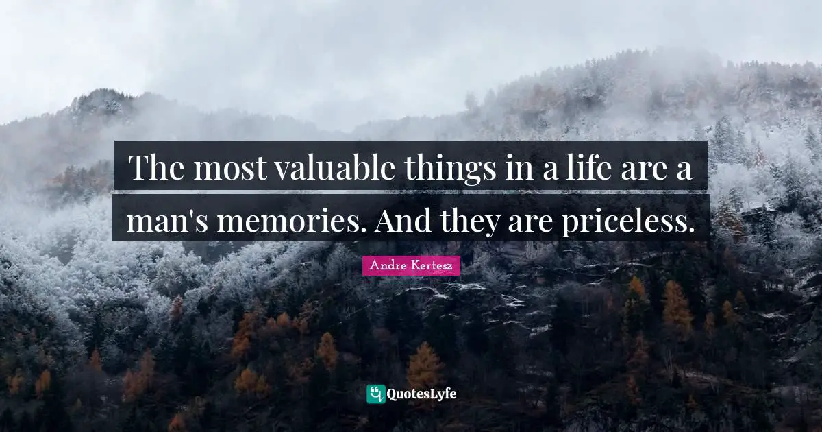 The most valuable things in a life are a man's memories. And they are priceless.