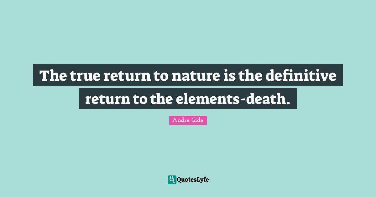 The true return to nature is the definitive return to the elements-death.