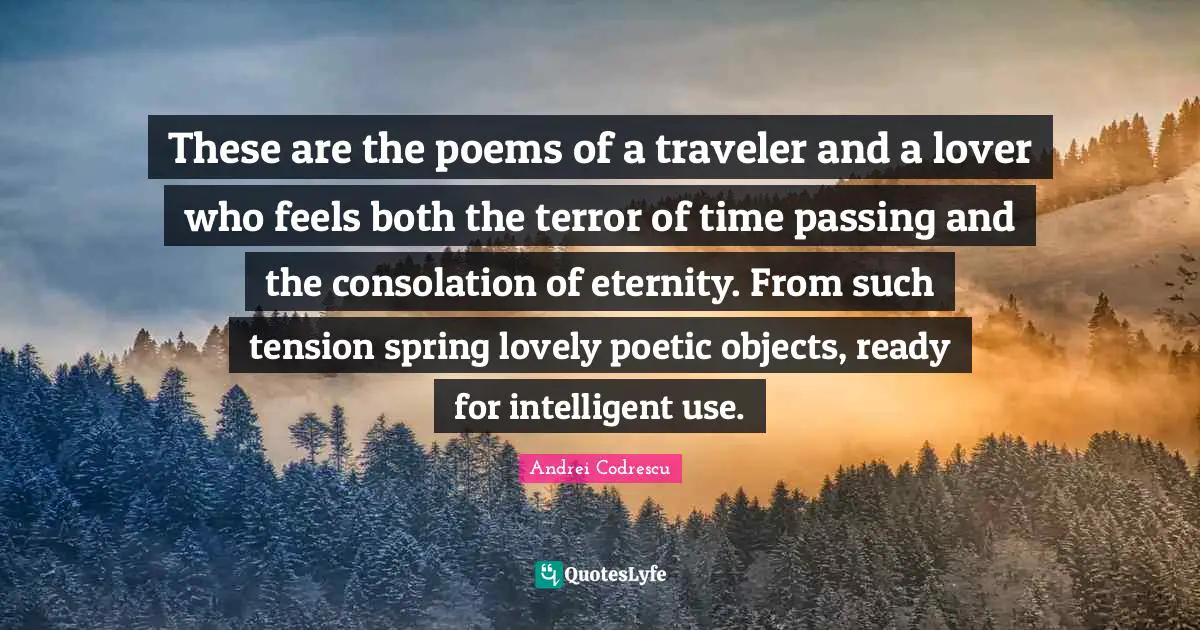 These are the poems of a traveler and a lover who feels both the terror of time passing and the consolation of eternity. From such tension spring lovely poetic objects, ready for intelligent use.