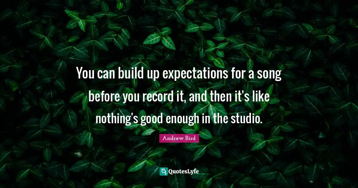 You can build up expectations for a song before you record it, and then it's like nothing's good enough in the studio.