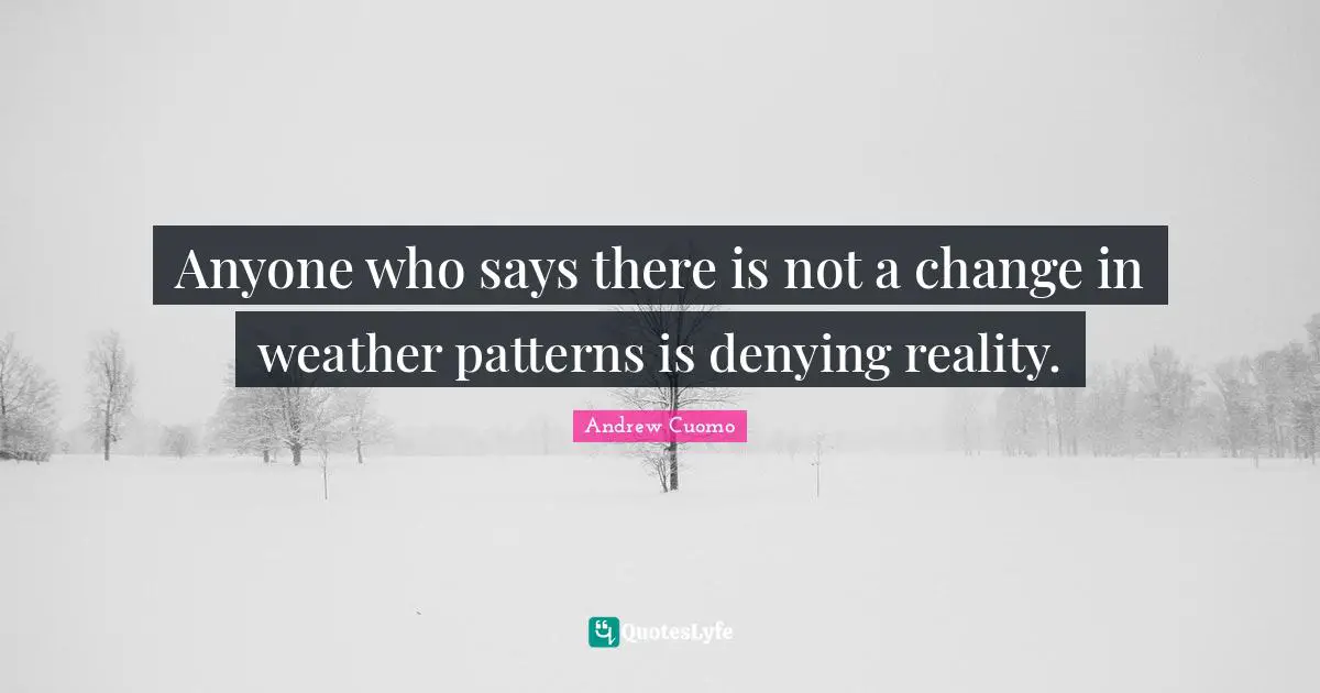 Andrew Cuomo Quotes: "Anyone who says there is not a change in weather patterns is denying reality."