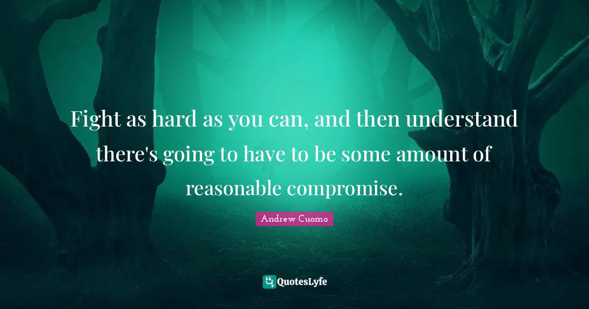 Andrew Cuomo Quotes: "Fight as hard as you can, and then understand there's going to have to be some amount of reasonable compromise."
