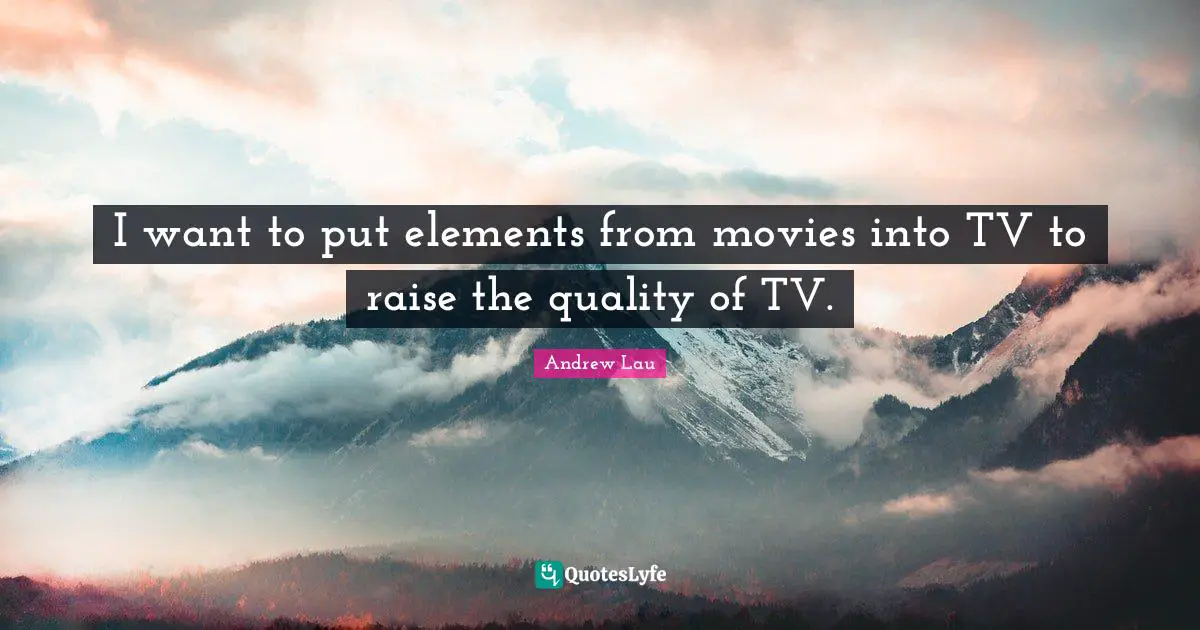 I want to put elements from movies into TV to raise the quality of TV.