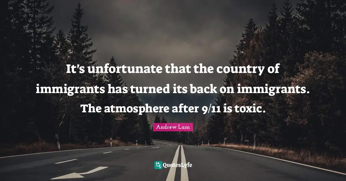 It's unfortunate that the country of immigrants has turned its back on immigrants. The atmosphere after 9/11 is toxic.