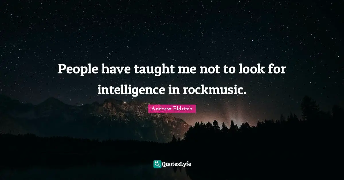 People have taught me not to look for intelligence in rockmusic.