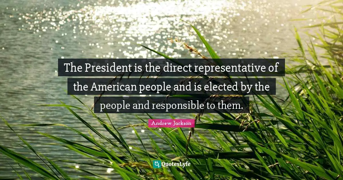 The President is the direct representative of the American people and is elected by the people and responsible to them.