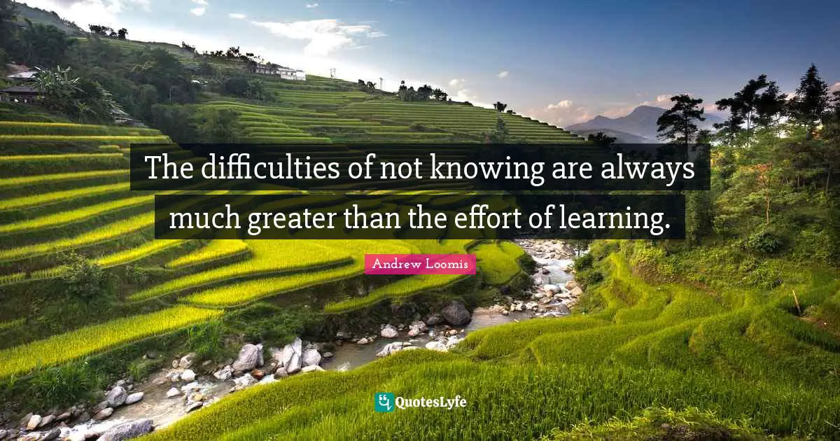 The difficulties of not knowing are always much greater than the effort of learning.