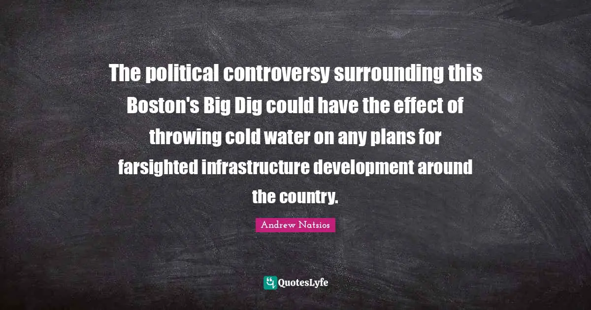 The political controversy surrounding this Boston's Big Dig could have the effect of throwing cold water on any plans for farsighted infrastructure development around the country.