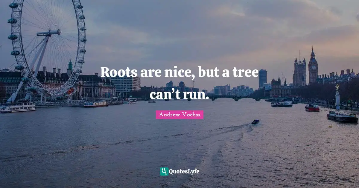 Roots are nice, but a tree can’t run.