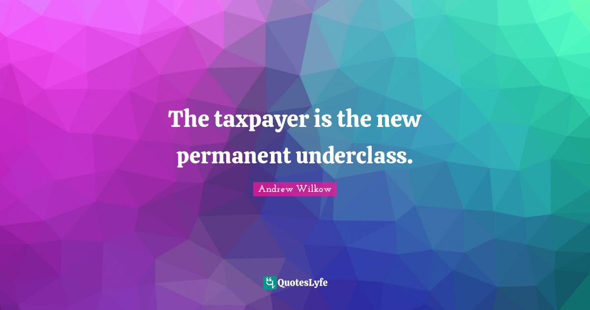 The taxpayer is the new permanent underclass.