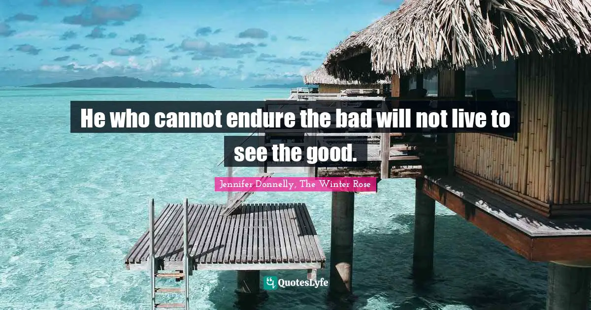 Jennifer Donnelly Quotes: "He who cannot endure the bad will not live to see the good."