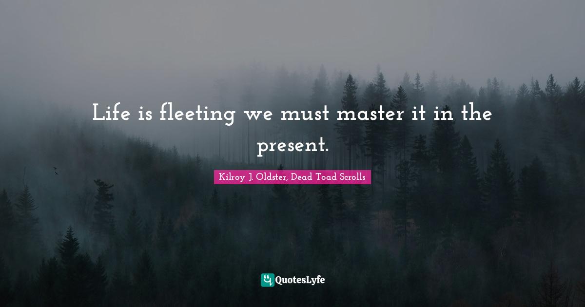 Life is fleeting we must master it in the present.