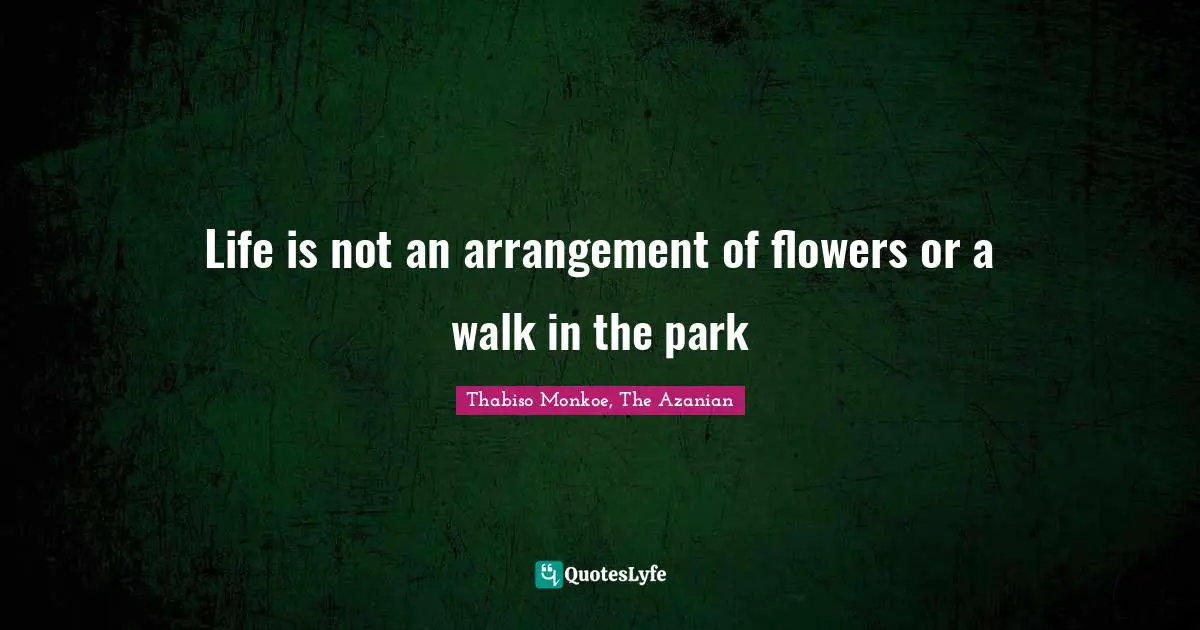 Thabiso Monkoe, The Azanian Quotes: "Life is not an arrangement of flowers or a walk in the park"