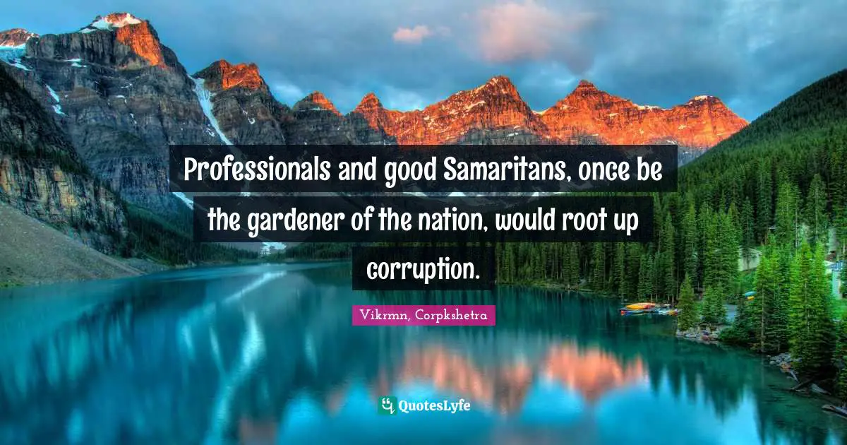 Root Quotes: "Professionals and good Samaritans, once be the gardener of the nation, would root up corruption."