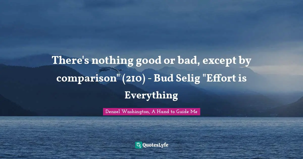Denzel Washington, A Hand To Guide Me Quotes: "There's nothing good or bad, except by comparison" (210) - Bud Selig "Effort is Everything"