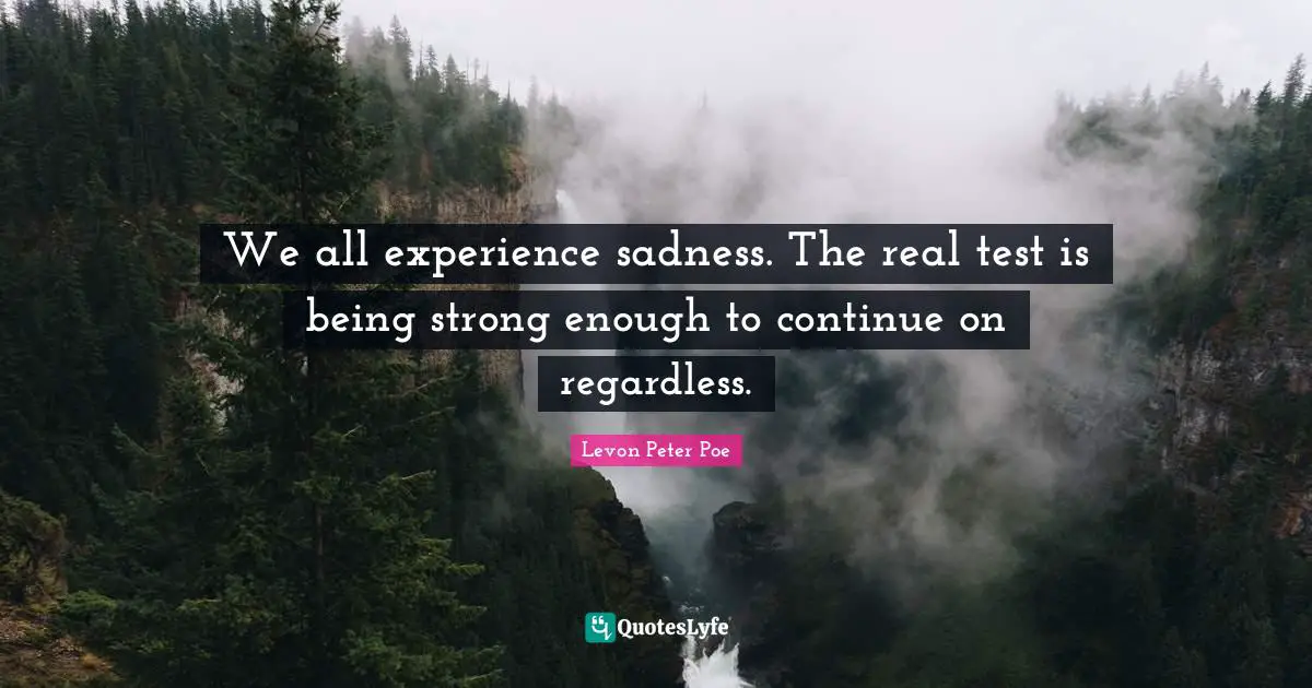 We all experience sadness. The real test is being strong enough to continue on regardless.