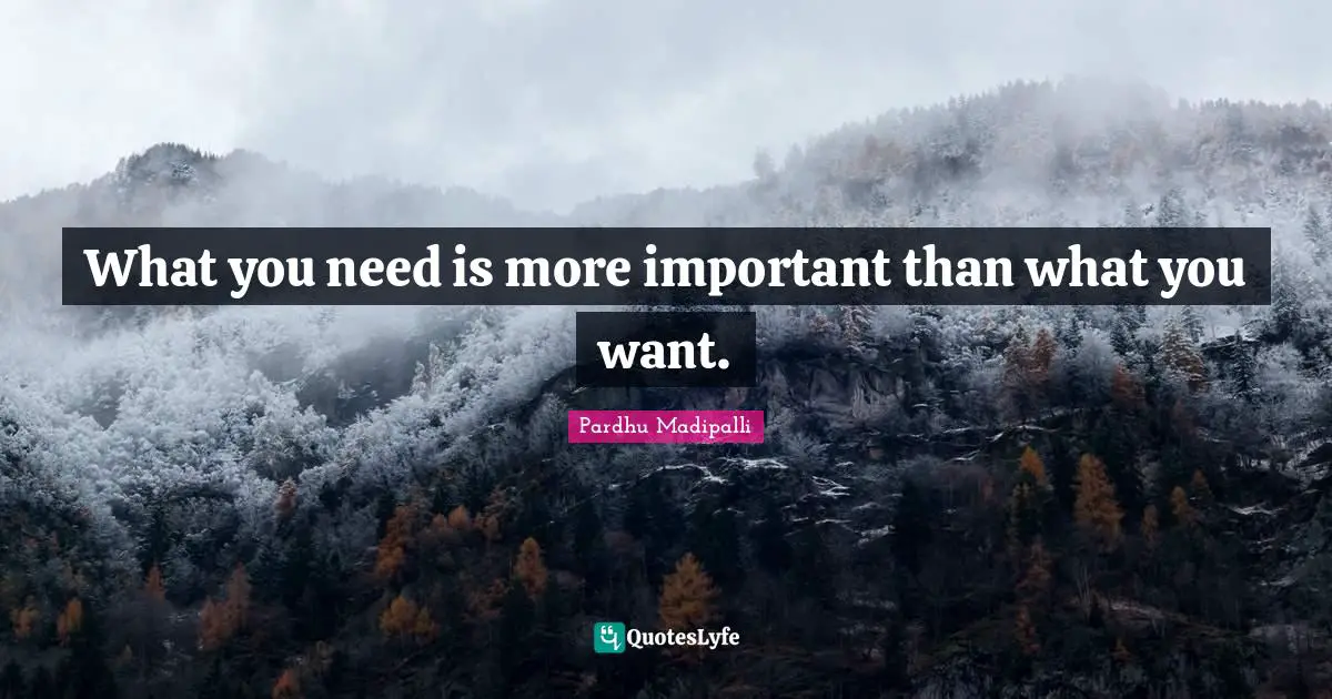 What you need is more important than what you want.